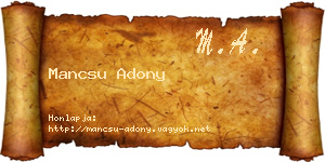 Mancsu Adony névjegykártya